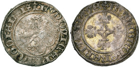 LIEGE, Principauté, Louis de Bourbon (1456-1482), AR demi-patard (demi-aidant), s.d. (vers 1477), Liège ou Hasselt. Différents: tour au droit et crois...