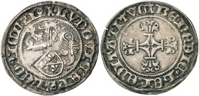 LIEGE, Principauté, Louis de Bourbon (1456-1482), AR demi-patard (demi-aidant), s.d. (vers 1477), Liège ou Hasselt. Différents: tour au droit et au re...