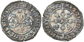 LIEGE, Principauté, Louis de Bourbon (1456-1482), AR quart de patard (quart d'aidant), s.d. (vers 1477), Liège ou Hasselt. D/ + MONETA EPISCOPI LEODIE...