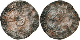 LIEGE, Principauté, Jean de la Marck, élu (1482-1484), AR brûlé, s.d., Liège. D/ (perron) IO[HS] DEI GRA POSTVLATV' Ecu de la Marck entre deux perrons...