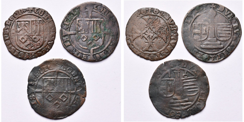 LIEGE, Principauté, Corneille de Berghes (1538-1544), lot de 3 brûlés: 1540, Liè...