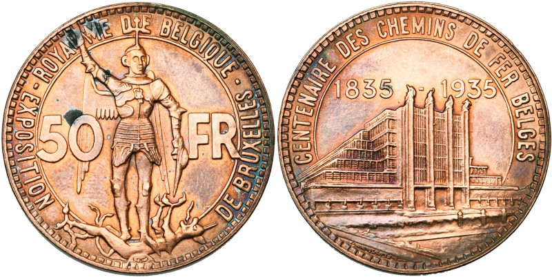 BELGIQUE, Royaume, Léopold III (1934-1951), 50 francs, 1935 FR. Exposition unive...