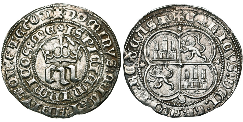 ESPAGNE, CASTILLE ET LEON, Henri III (1390-1406), AR real, Séville. D/ Grand EN ...