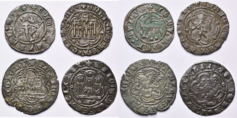 ESPAGNE, CASTILLE ET LEON, lot de 4 p.: Juan Ier (1379-1390), blanca del Agnus D...