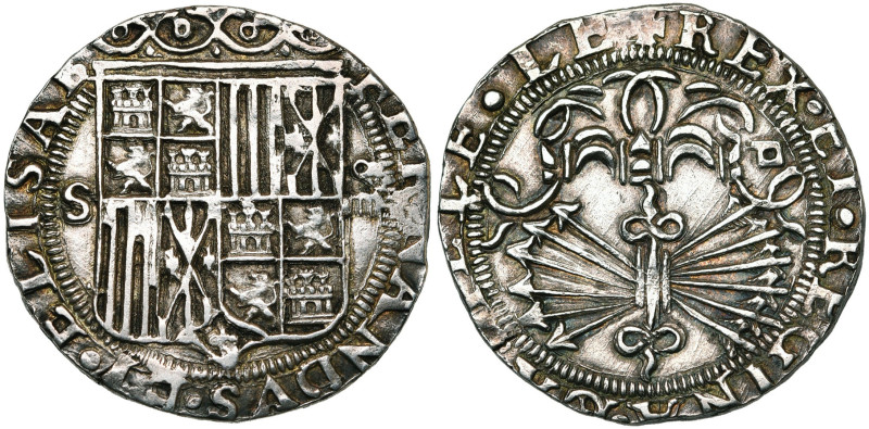 ESPAGNE, Royaume, Ferdinand et Isabelle (1474-1504), AR 4 reales, s.d., Séville....