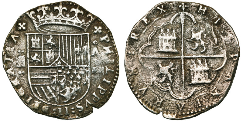 ESPAGNE, Philippe II (1556-1598), AR 4 reales, s.d. (1566-1588), Valladolid. D/ ...