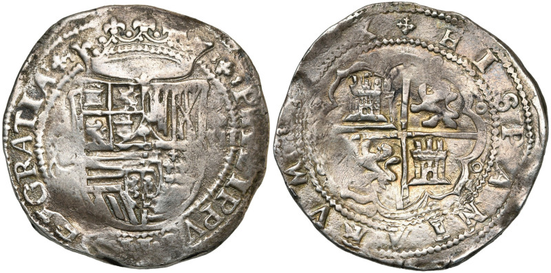 ESPAGNE, Philippe II (1556-1598), AR 8 reales, à partir de 1578, Tolède. D/ Ecu ...