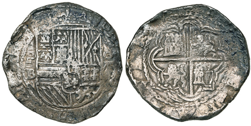 BOLIVIE, Philippe II (1556-1598), AR 8 reales, s.d. (1578-1595), Potosi. D/ Ecu ...