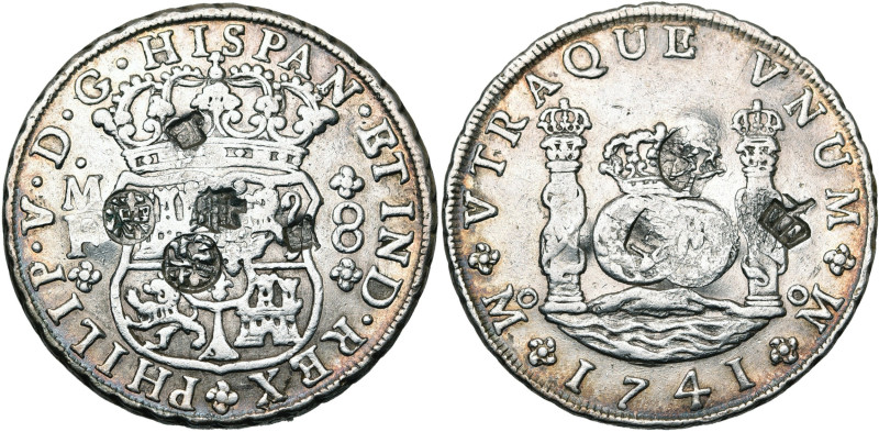 MEXIQUE, Philippe V (1700-1746), AR 8 reales, 1741 MF, Mexico. D/ Ecu couronné. ...