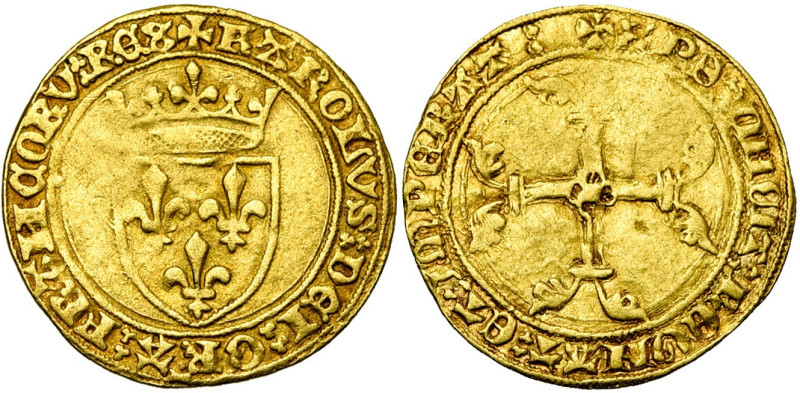 FRANCE, Royaume, Charles VII (1422-1461), AV demi-écu d'or à la couronne, 1e émi...