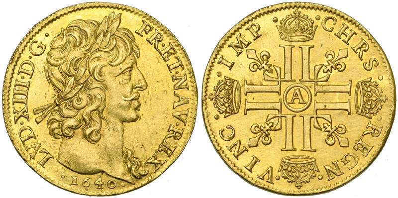 FRANCE, Royaume, Louis XIII (1610-1643), AV double louis d'or à la tête virile e...