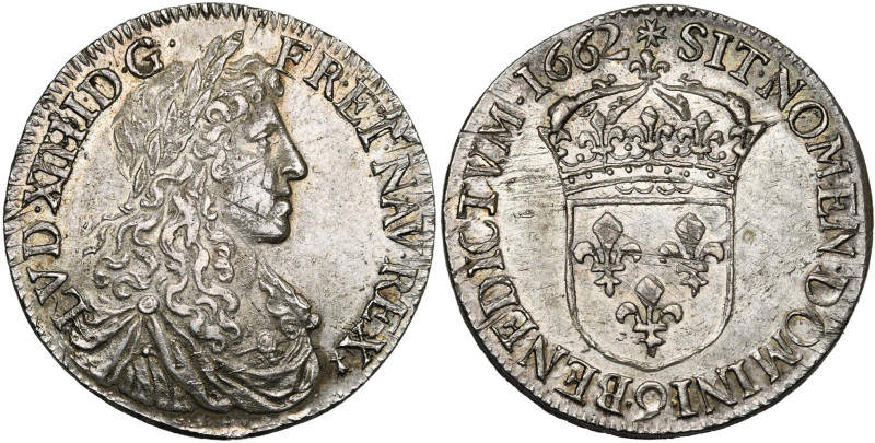 FRANCE, Royaume, Louis XIV (1643-1715), AR demi-écu au buste juvénile, 1662 9, R...