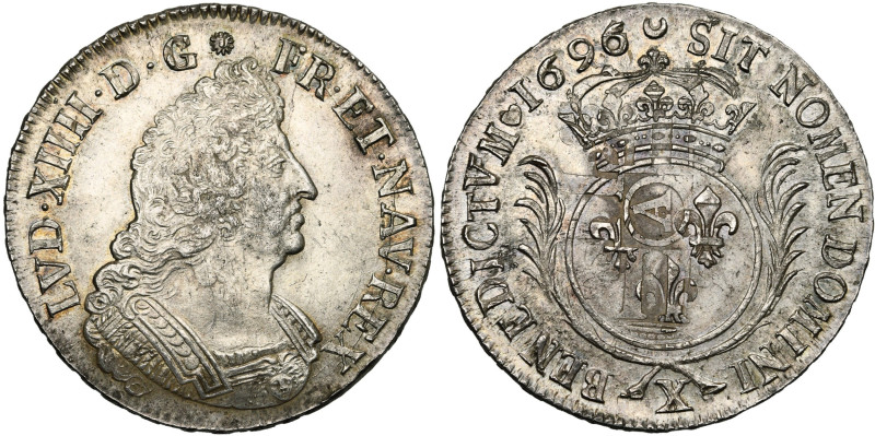 FRANCE, Royaume, Louis XIV (1643-1715), AR écu aux palmes, 1696 (sur 1695) X, Am...