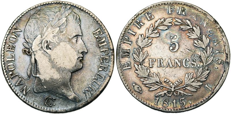 FRANCE, Napoléon Ier, période des Cent-Jours (1815), AR 5 francs, 1815 I, Limoge...