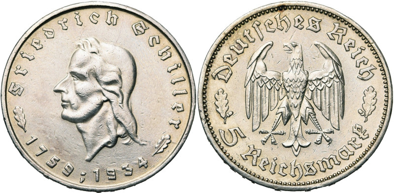 ALLEMAGNE, Troisième Reich, (1933-1945), AR 5 Reichsmark, 1934 F. 175e anniversa...