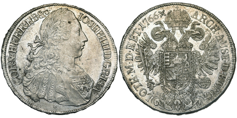 SAINT EMPIRE, Joseph II (1765-1790), AR Taler, 1766 A/IC-SK, Vienne. D/ B. l., d...