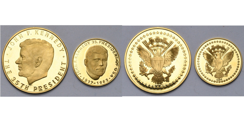 ETATS-UNIS, lot de 2 médailles en or, John et Robert Kennedy (15,93 g et 7,74 g,...