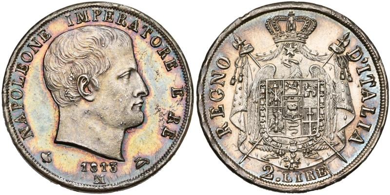 ITALIE, Royaume, Napoléon Ier (1804-1814), AR 2 lire, 1813 M, Milan. M. 248; G. ...