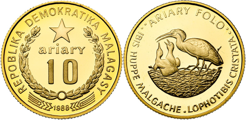 MADAGASCAR, République (1960-), AV 10 ariary, 1988. 25e anniversaire du WWF. Ibi...