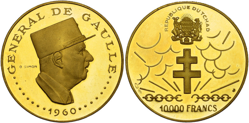 TCHAD, République (1960-), AV 10.000 francs, 1960 (1970). Général de Gaulle. 10e...