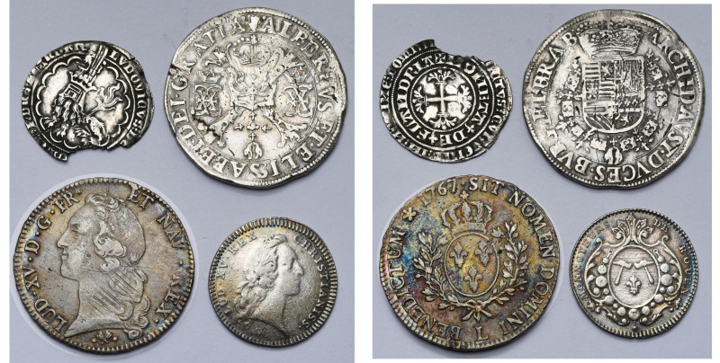 lot de 4 p.: Flandre, Louis de Male, double gros (ébréché); Brabant, Albert et I...