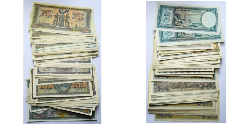 GRECE, lot de 169 billets, dont: 10 drachmes 1940 (10), 20 drachmes 1940 (15), 1...