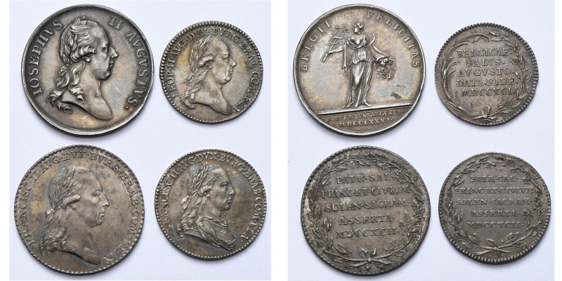 PAYS-BAS MERIDIONAUX, lot de 4 jetons en argent: 1781, Arrivée de Joseph II en B...