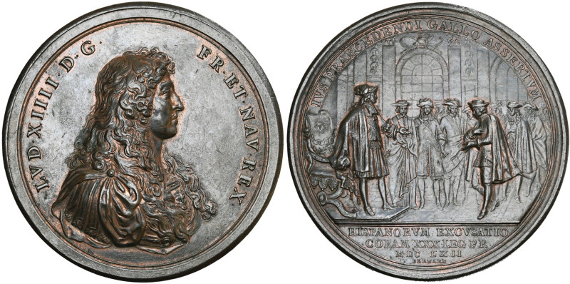 FRANCE, AE médaille, 1662, Dollin et Bernard. Le droit de préséance reconnu par ...