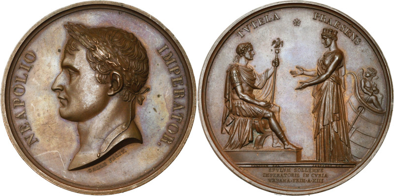 FRANCE, AE médaille, 1804 (an 13), Galle/Jeuffroy. Fêtes du couronnement impéria...