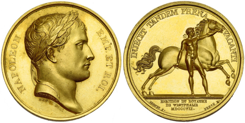 FRANCE, AE doré médaille, 1807, Andrieu/Brenet. Erection du royaume de Westphali...