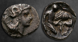 Calabria. Tarentum circa 380-325 BC. Diobol AR