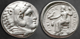 Kings of Macedon. Amphipolis. Philip III Arrhidaeus 323-317 BC. In the name and types of Alexander III. Struck under Antipater, circa 322-320 BC.. Tet...