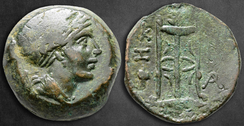 Mysia. Kyzikos circa 300-200 BC. 
Bronze Æ

25 mm, 14,84 g

Head of Kore So...