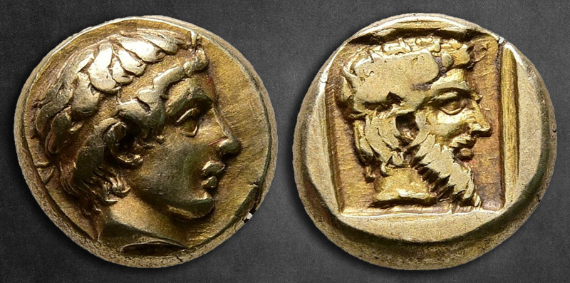 Lesbos. Mytilene circa 454-428 BC. 
Sixth Stater or Hekte EL

11 mm, 2,59 g
...