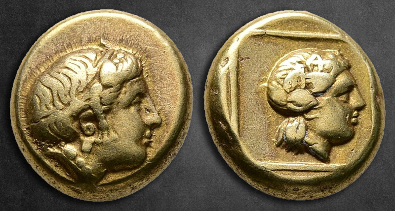 Lesbos. Mytilene circa 412-378 BC. 
Sixth Stater or Hekte EL

10 mm, 2,53 g
...