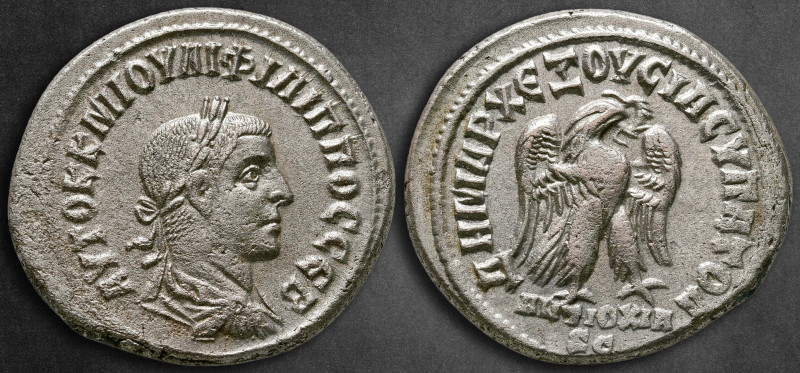 Seleucis and Pieria. Antioch. Philip II AD 247-249. 
Billon-Tetradrachm

28 m...