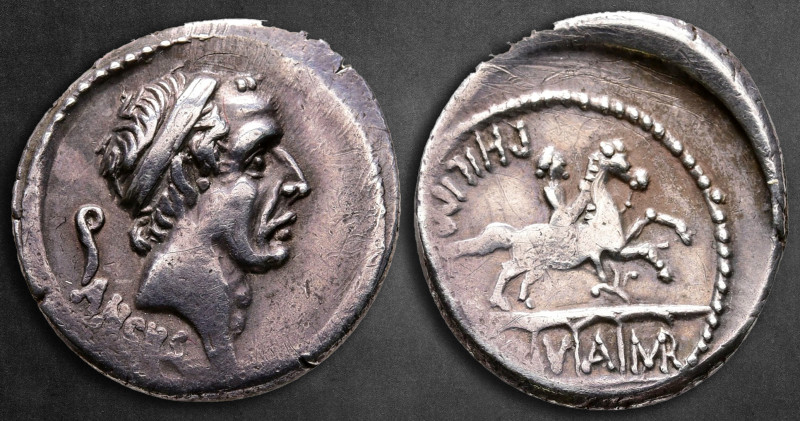 L. Marcius Philippus 57 BC. Rome
Denarius AR

19 mm, 3,48 g

ANCVS, diademe...