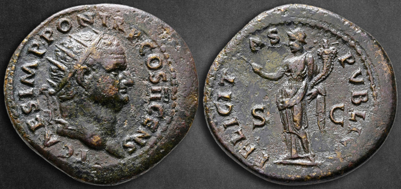 Titus, as Caesar AD 76-78. Rome
Dupondius Æ

32 mm, 12,38 g

T CAES IMP PON...