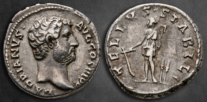 Hadrian AD 117-138. Rome
Denarius AR

17 mm, 3,17 g

HADRIANVS AVG COS III ...