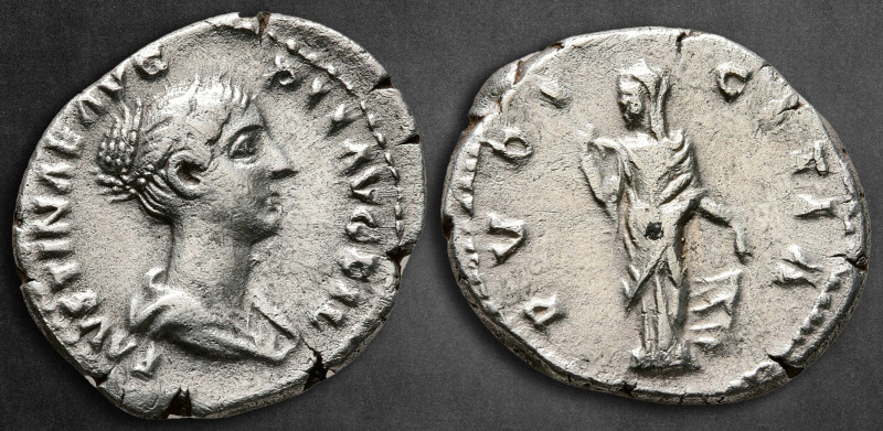 Faustina II AD 147-175. Rome
Denarius AR

19 mm, 3,50 g

FAVSTINA AVG PII A...