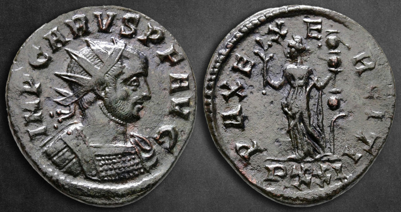 Carus AD 282-283. Ticinum
Antoninianus Æ

22 mm, 4,01 g

IMP CARVS P F AVG,...