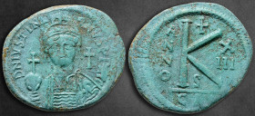 Justinian I AD 527-565. Dated RY 13 = 539/40 AD. Carthago. Half Follis or 20 Nummi Æ