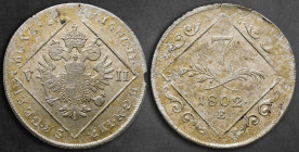 Austria. Karlsburg. Franz II AD 1792-1835. 7 Kreuzer AR 1802