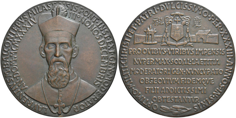 Lorenzo Maria Balconi (1878-1969) - Medaglia in bronzo fuso 1934 per la nomina d...