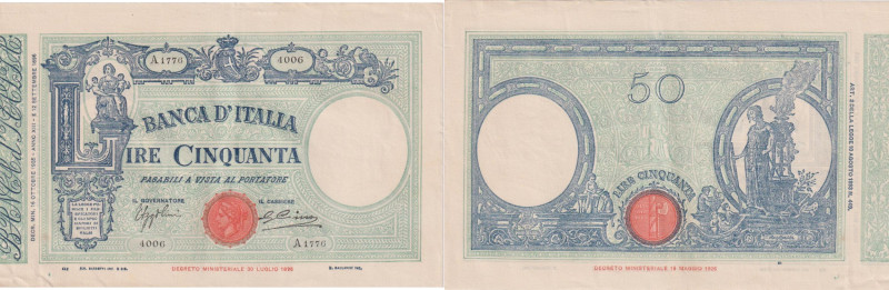 Banca d' Italia - 50 Lire Matrice (Fascio) - serie A1776 4006 del 16/10/1935. La...