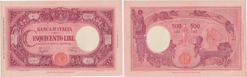 Banca d’Italia - 500 Lire Grande "C" (Fascio) del 31/03/1943 - A1 073017. Rif. G...