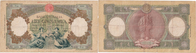 Banca d’Italia - 5.000 Lire Regine del Mare (Testina) del 17/01/1947 - U13 4264....