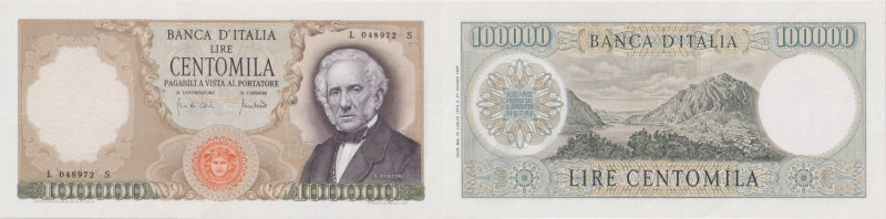 Banca d' Italia - 100000 Lire Manzoni del 19/07/1970 con fibrille serie L048972S...