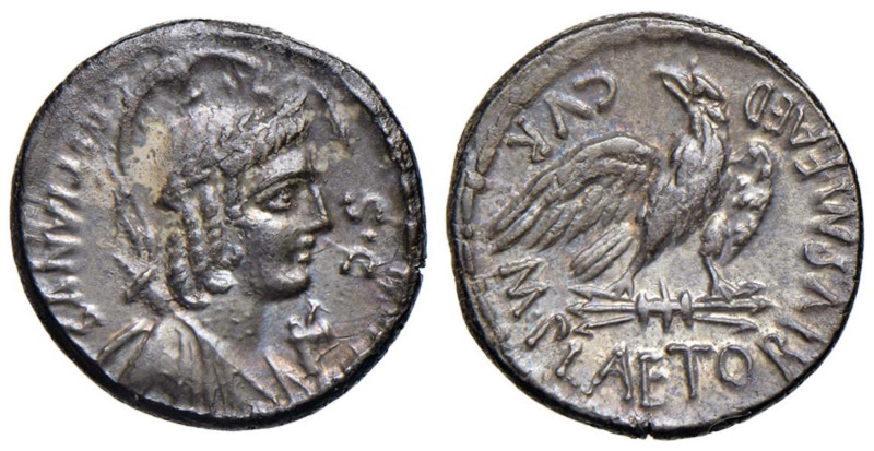 Plaetoria - M. Plaetorius M. f. Cestianus - Denario (67 a.C.) Busto della dea Va...