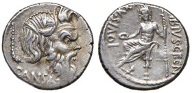 Vibia - C. Vibius C. n. Pansa Caetronianus - Denario (48 a.C.) Maschera di Pan a d. - R/ Giove Axur seduto a s. - B. 18; Cr. 449/1a AG (g 3,94)

BB+